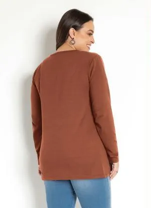 Moda Pop - Blazer em Moletinho Manga Longa com Bolso Telha - MODA POP