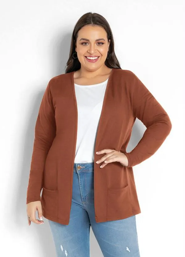 Moda Pop - Blazer em Moletinho Manga Longa com Bolso Telha 3