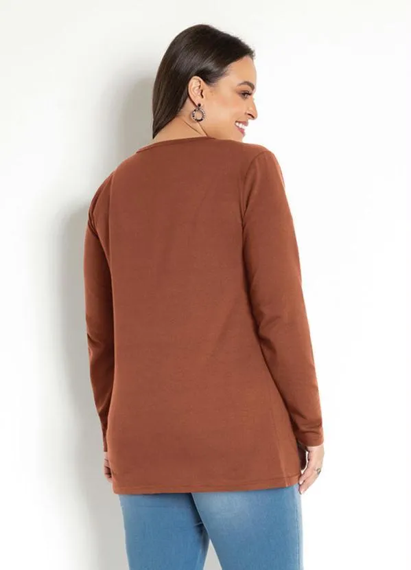 Moda Pop - Blazer em Moletinho Manga Longa com Bolso Telha 4