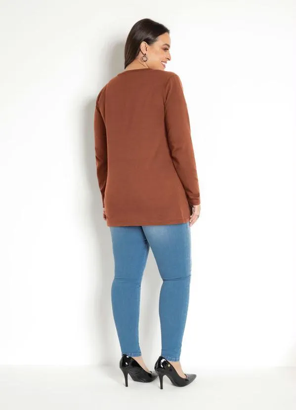 Moda Pop - Blazer em Moletinho Manga Longa com Bolso Telha 6