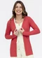 Habana - Cardigã em Canelado Marrom Escuro - variação: Vermelho
