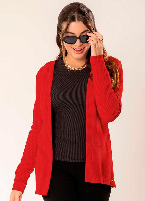 Cativa - Cardigã de Moletom Vermelho