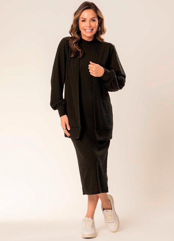 Cativa - Cardigã de Tricô Comprido Preto 2