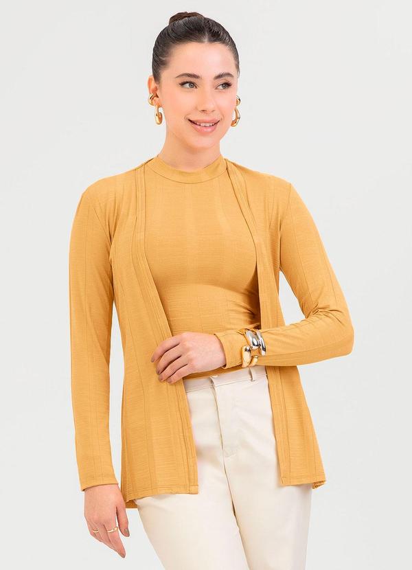 Cativa - Cardigã em Canelado Amarelo