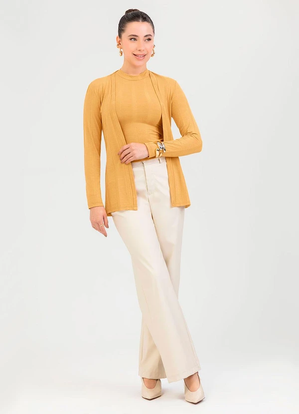 Cativa - Cardigã em Canelado Amarelo 3