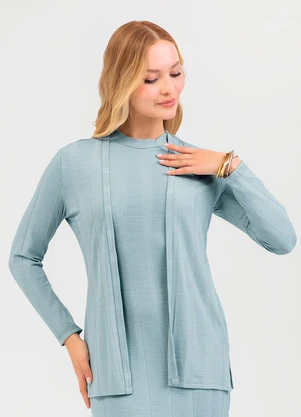 Cativa - Cardigã em Canelado Cinza - CATIVA