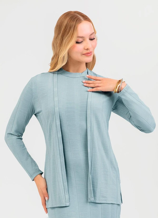 Cativa - Cardigã em Canelado Cinza 1