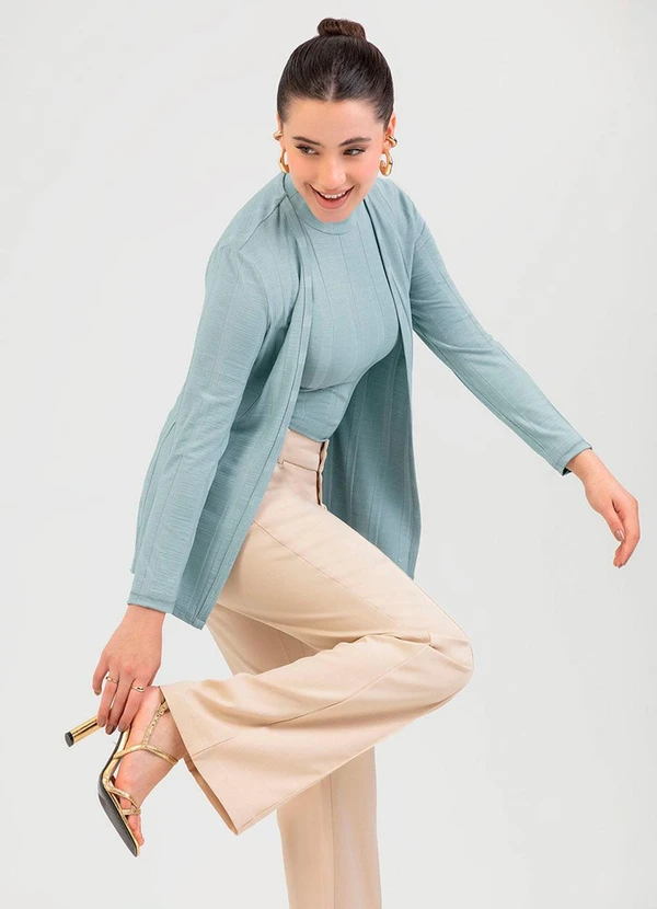 Cativa - Cardigã em Canelado Cinza 5