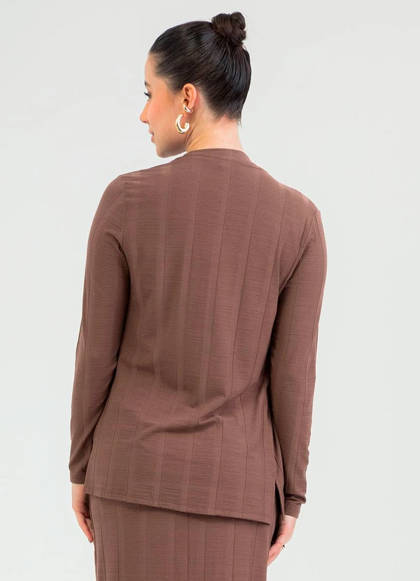 Cativa - Cardigã em Canelado Marrom 2