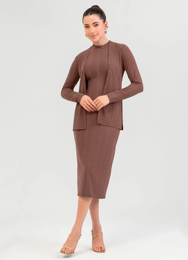 Cativa - Cardigã em Canelado Marrom 3