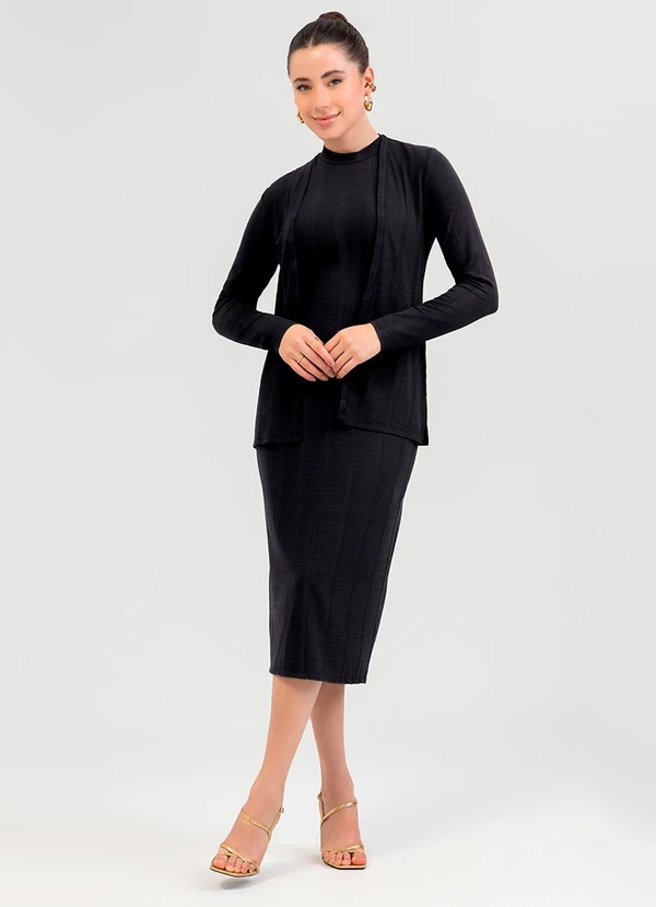 Cativa - Cardigã em Canelado Preto 3