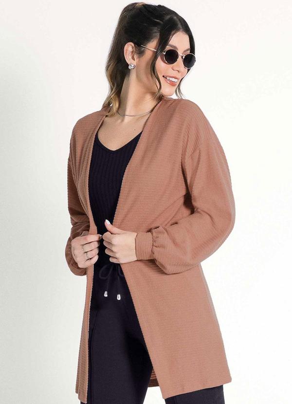 Habana - Cardigã Feminino Adulto Estiloso Marrom