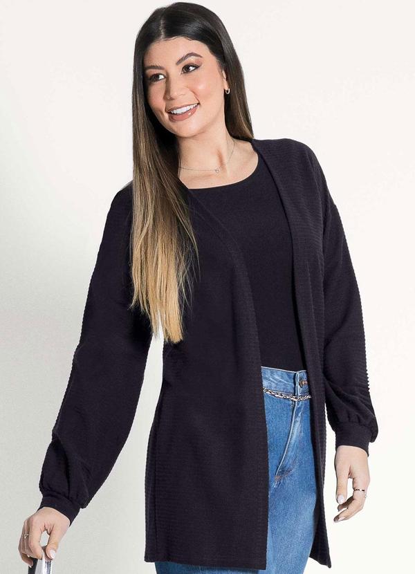Habana - Cardigã Feminino Adulto Estiloso Preto