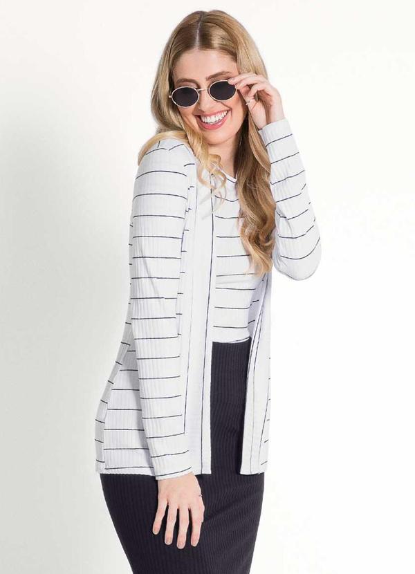 Habana - Cardigã Feminino Adulto Moderno Branco