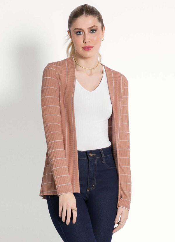 Habana - Cardigã Feminino Adulto Moderno Marrom