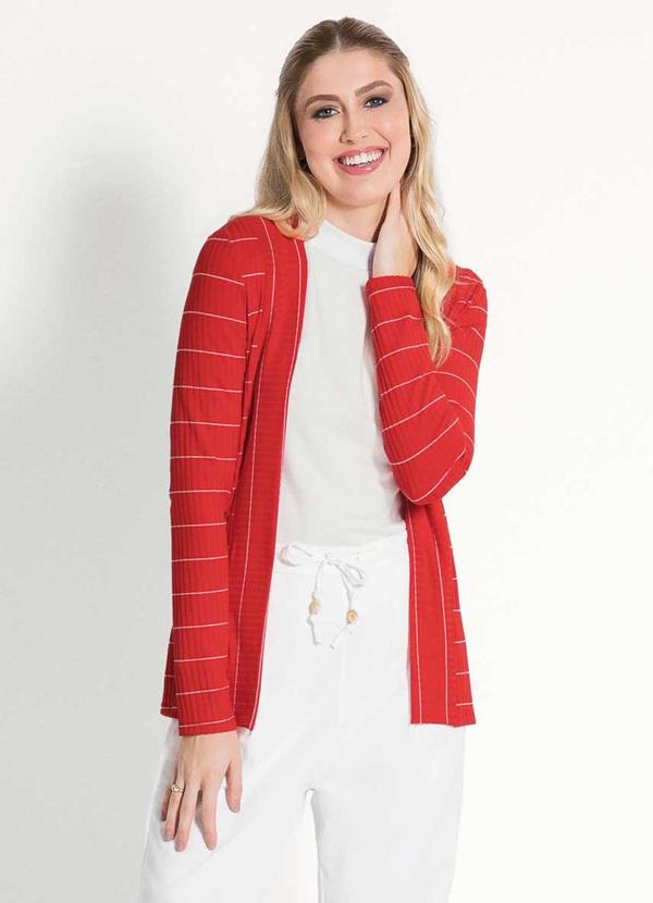 Habana - Cardigã Feminino Adulto Moderno Vermelho 1