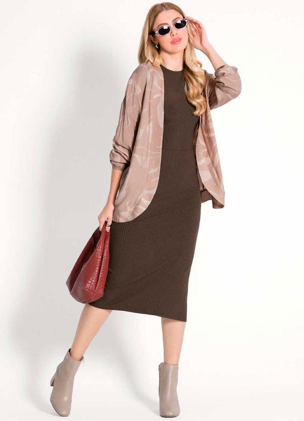 Habana - Cardigã Feminino Adulto Sofisticado Marrom 2