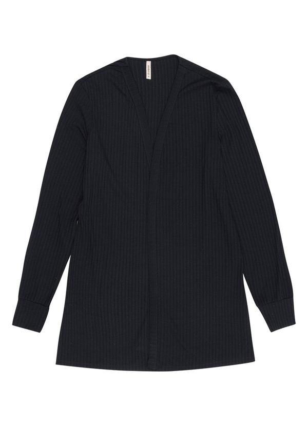 Habana - Cardigã Feminino em Canelado Alongado Preto