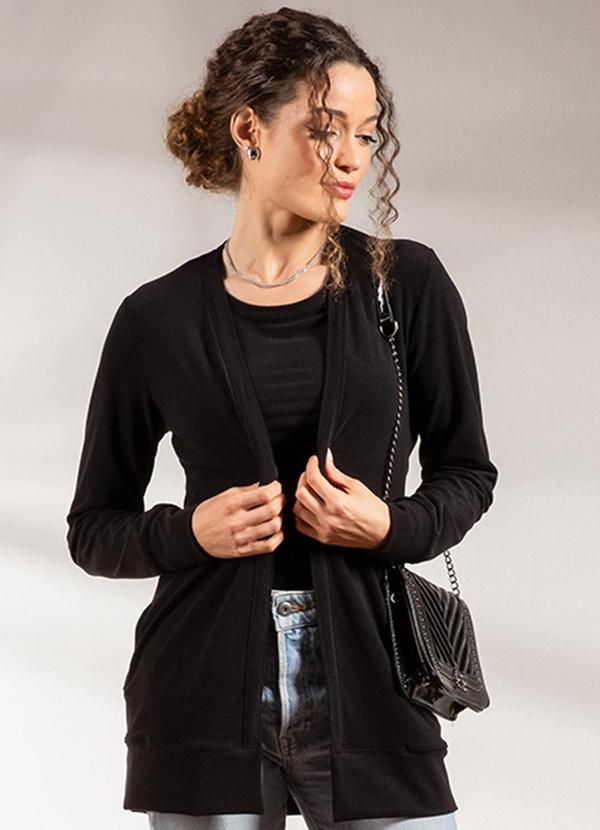Habana - Cardigã Feminino Térmico Algongado Preto
