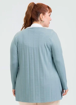 Cativa - Cardigã Plus Size em Canelado Azul - CATIVA