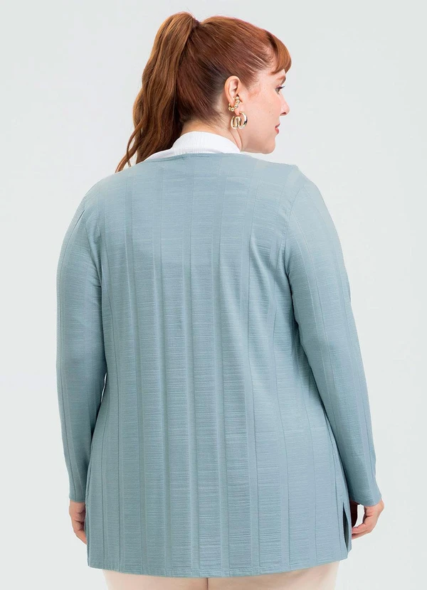 Cativa - Cardigã Plus Size em Canelado Cinza 2