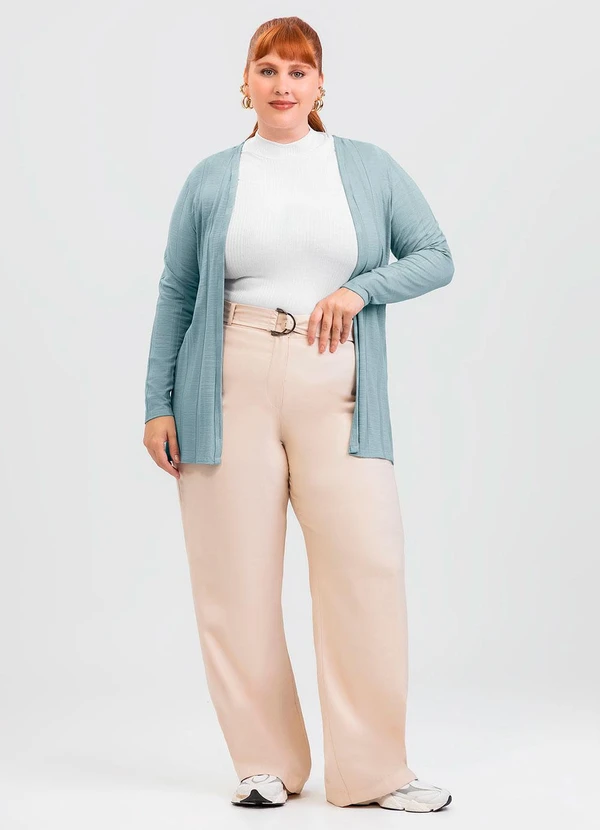 Cativa - Cardigã Plus Size em Canelado Cinza 3
