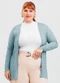 Cativa - Cardigã Plus Size em Canelado Azul - variação: Azul