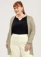 Cativa - Cardigã Plus Size em Canelado Preto - variação: Marrom Claro