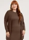 Cativa - Cardigã Plus Size em Canelado Preto - variação: Marrom Escuro