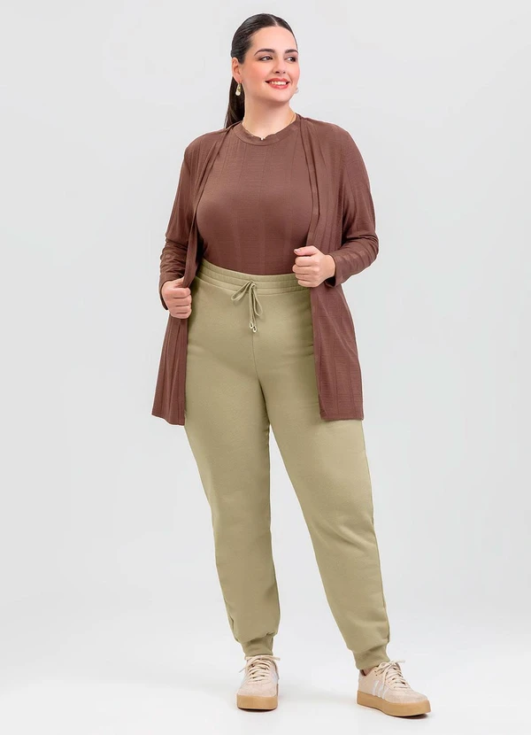 Cativa - Cardigã Plus Size em Canelado Marrom 3