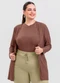 Cativa - Cardigã Plus Size em Canelado Azul - variação: Marrom