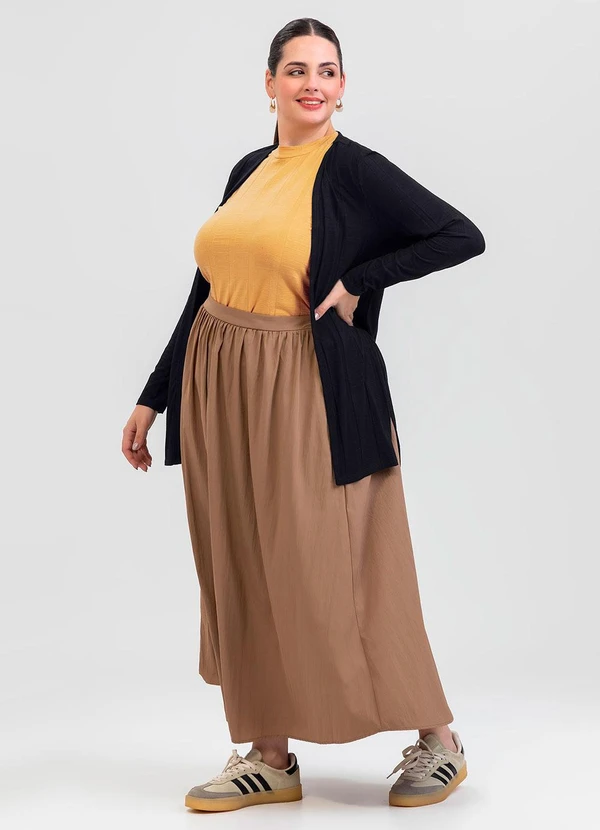 Cativa - Cardigã Plus Size em Canelado Preto 3