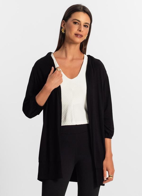 Rovitex - Cardigan 3/4 Feminino Preto