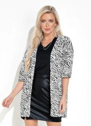 Moda Pop - Cardigan Aberto na Frente Zebra - MODA POP