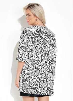 Moda Pop - Cardigan Aberto na Frente Zebra - MODA POP