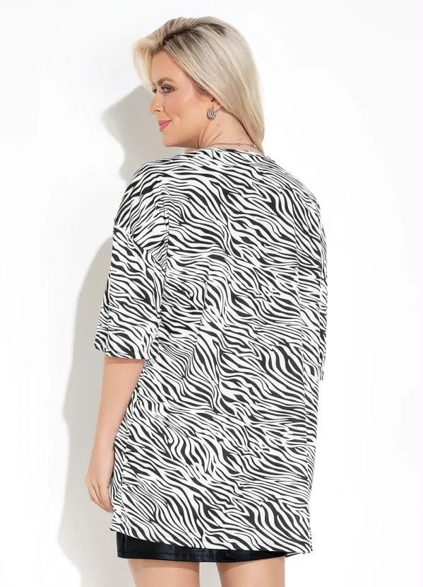 Moda Pop - Cardigan Aberto na Frente Zebra 2