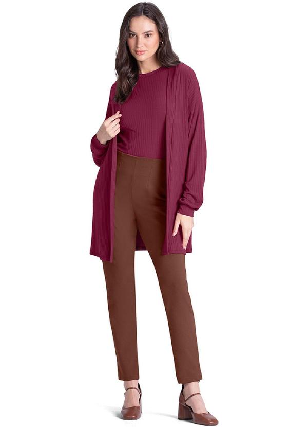 Rezzato - Cardigan Alongado Canelado Feminino Roxo 2