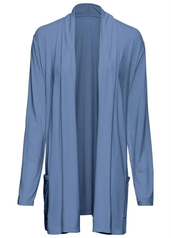 bonprix - Cardigan Alongado com Bolsos Azul Claro 4