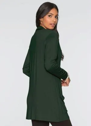 bonprix - Cardigan Alongado com Bolsos Verde - BONPRIX