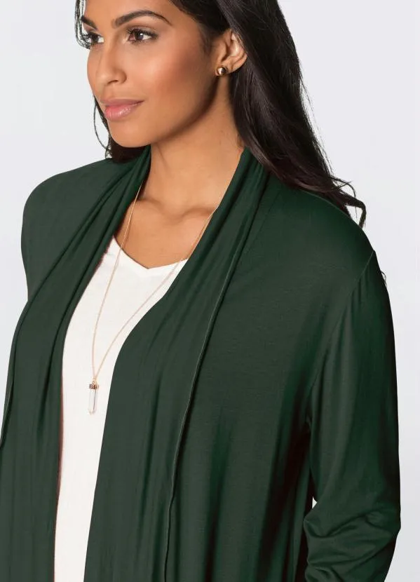 bonprix - Cardigan Alongado com Bolsos Verde 3