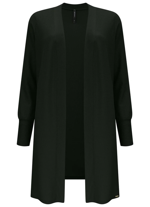 Lunender - Cardigan Alongado com Fios de Lurex Preto