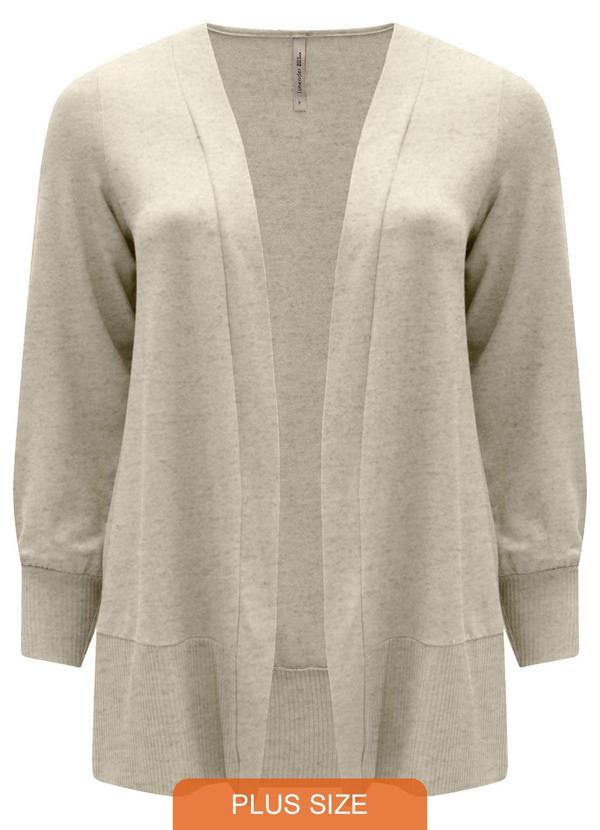 Lunender Mais Mulher - Cardigan Alongado em Moletom de Viscose Bege