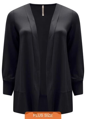 Lunender Mais Mulher - Cardigan Alongado em Moletom de Viscose Preto - LUNENDER MAIS MULHER