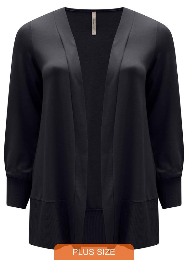 Lunender Mais Mulher - Cardigan Alongado em Moletom de Viscose Preto