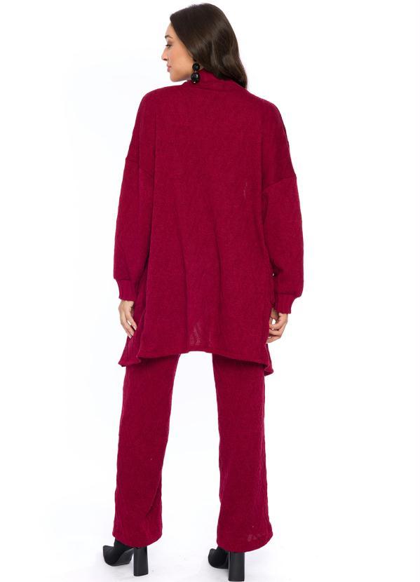 Doce Trama - Cardigan Alongado em Tricot Vermelho 4