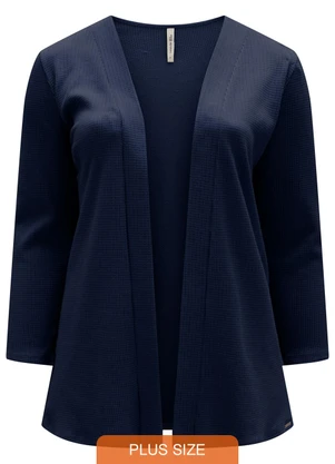 Lunender Mais Mulher - Cardigan Alongado Plus Size em Malha Crochê Azul - LUNENDER MAIS MULHER