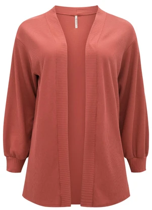 Lunender Mais Mulher - Cardigan Alongado Plus Size Texturizada Laranja - LUNENDER MAIS MULHER