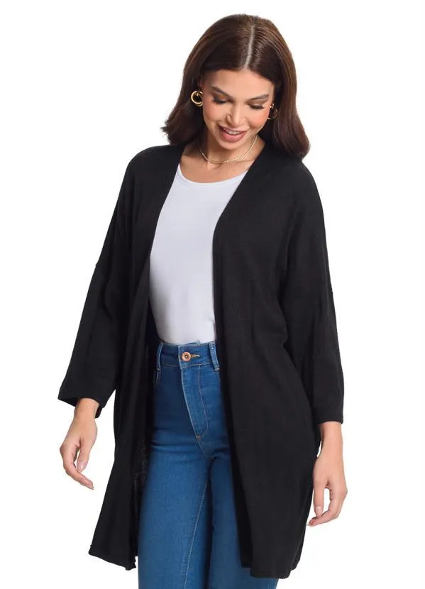 Rovitex - Cardigan Alongado Preto