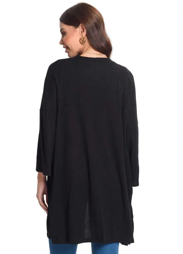 Rovitex - Cardigan Alongado Preto 2