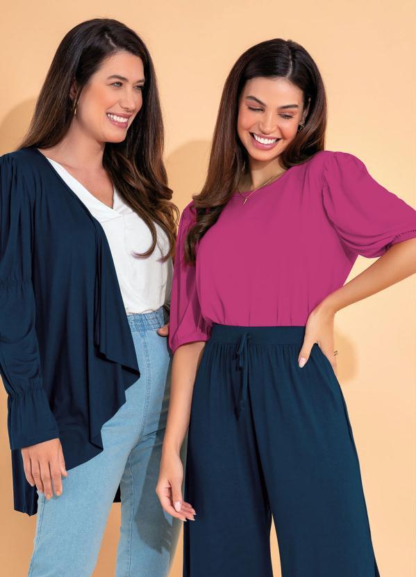 Queima Estoque - Cardigan Assimétrico Azul Marinho 3